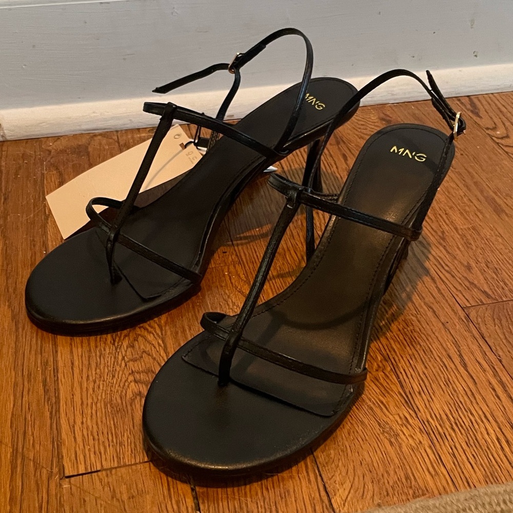 NWT Mango Heeled leather sandals with straps - Picture 7 of 11